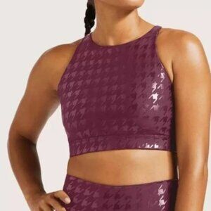 Peloton Printed Foil Houndstooth Sports Bra Size XS Plum